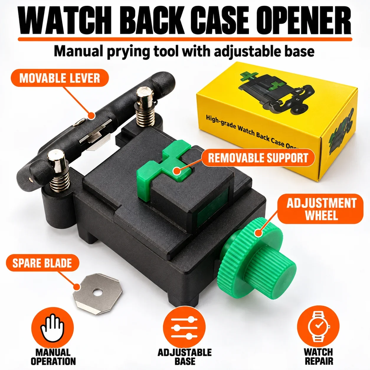 Quick Removal Watch Back Cover Remover Adjustment Tool Back Cover Opener Watch Back Case Opener Case Removing Tool Snap Opening