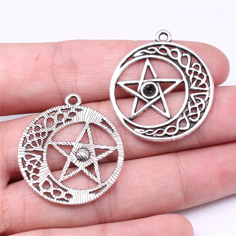 10 sztuk Charms czarownica gwiazda Pentagram tybetański brąz srebrny kolor wisiorki antyczne tworzenie biżuterii DIY Handmade Craft wisiorek — zdjęcie 7