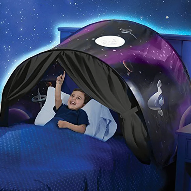 Tienda de campaña de ensueño para niños, cama con bolsillo de almacenamiento, plegable, mosquitera para cama