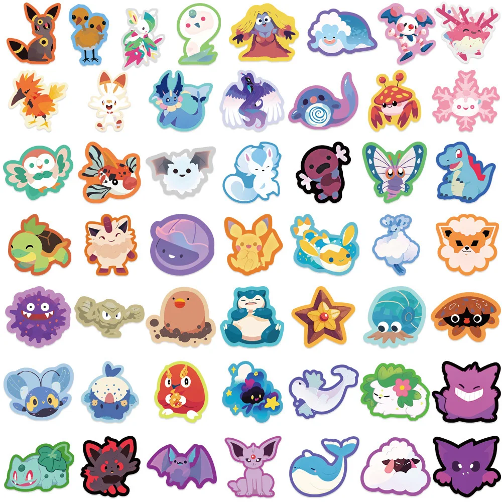 10/30/50 stücke kawaii pokemon anime graffiti aufkleber niedlich pikahu gengar cartoon aufkleber telefon wasser flasche notebook aufkleber kinder spielzeug