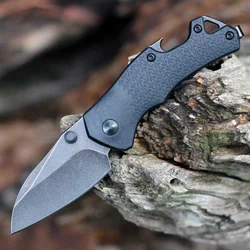 Tactical KS 8337 Craze Pocket Folding Knife BlackWash 8Cr13Mov Tanto Blade Nylon Fiber Handle with Bottle Opener EDC Multitool