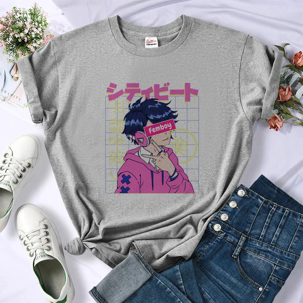 Femboy top tees girl Vintage Trendy harajuku  2000s hip hop Pastel t shirt Vintage Pop Culture Breathable Trendy graphic Digital