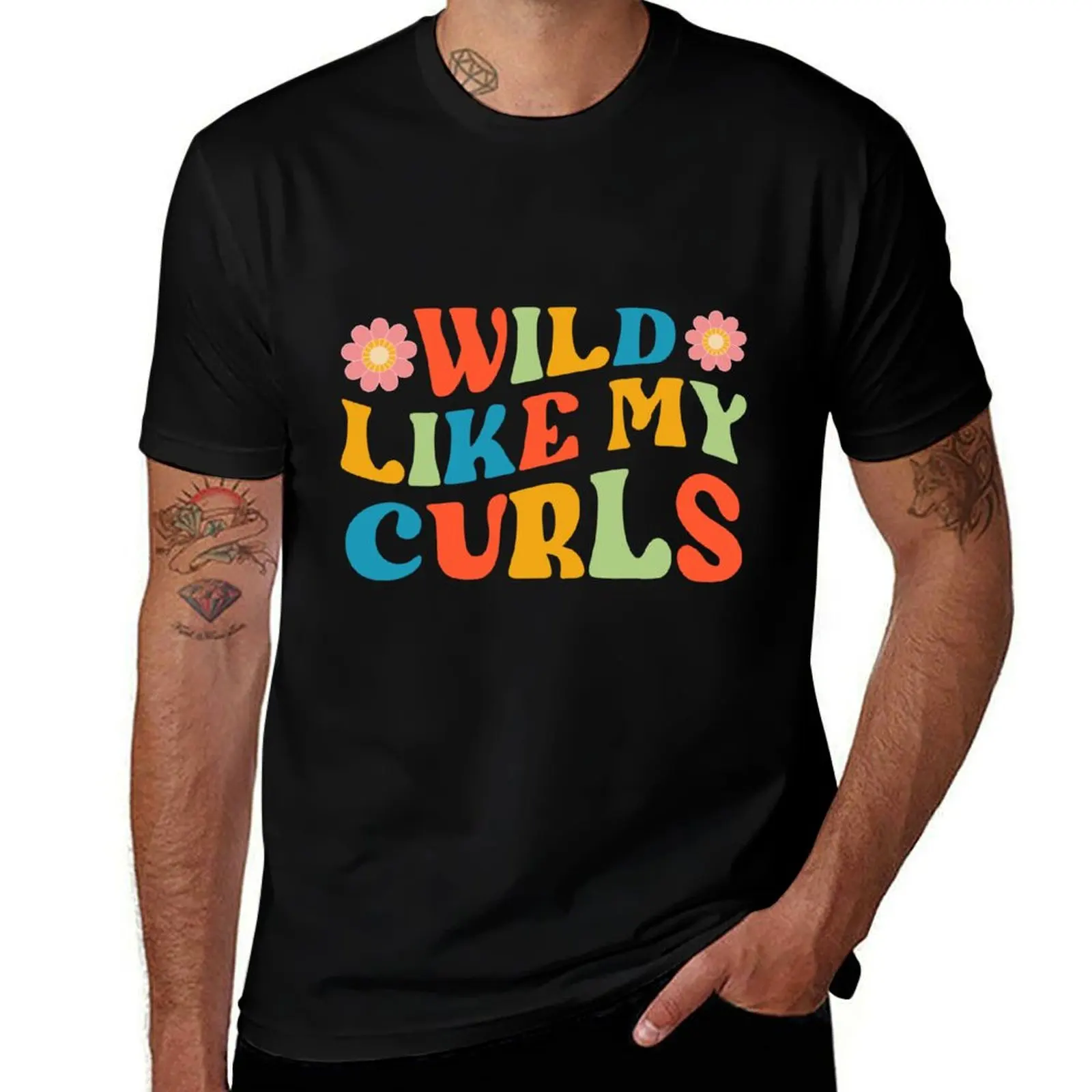 Celebratory Curly Hair Tee Wild Like My Curls T-Shirt animal prinfor boys aesthetic clothes heavyweights vintage t shirt men