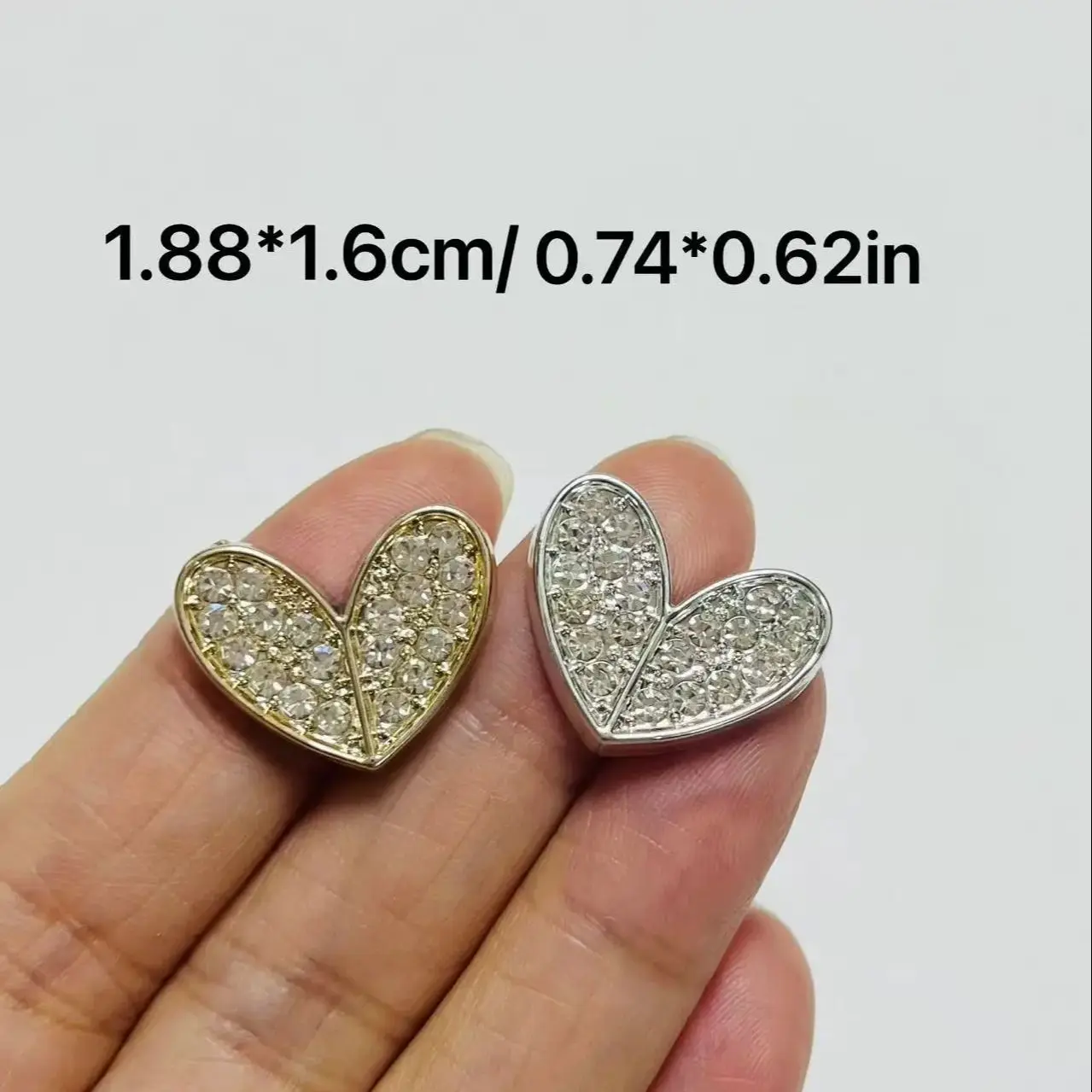 20Pcs Mixed Golden Silver Full Diamond Pearl Hollow Heart Resin Junk Phone Case Decoration Charms Handmade Hairpin Crafting Part