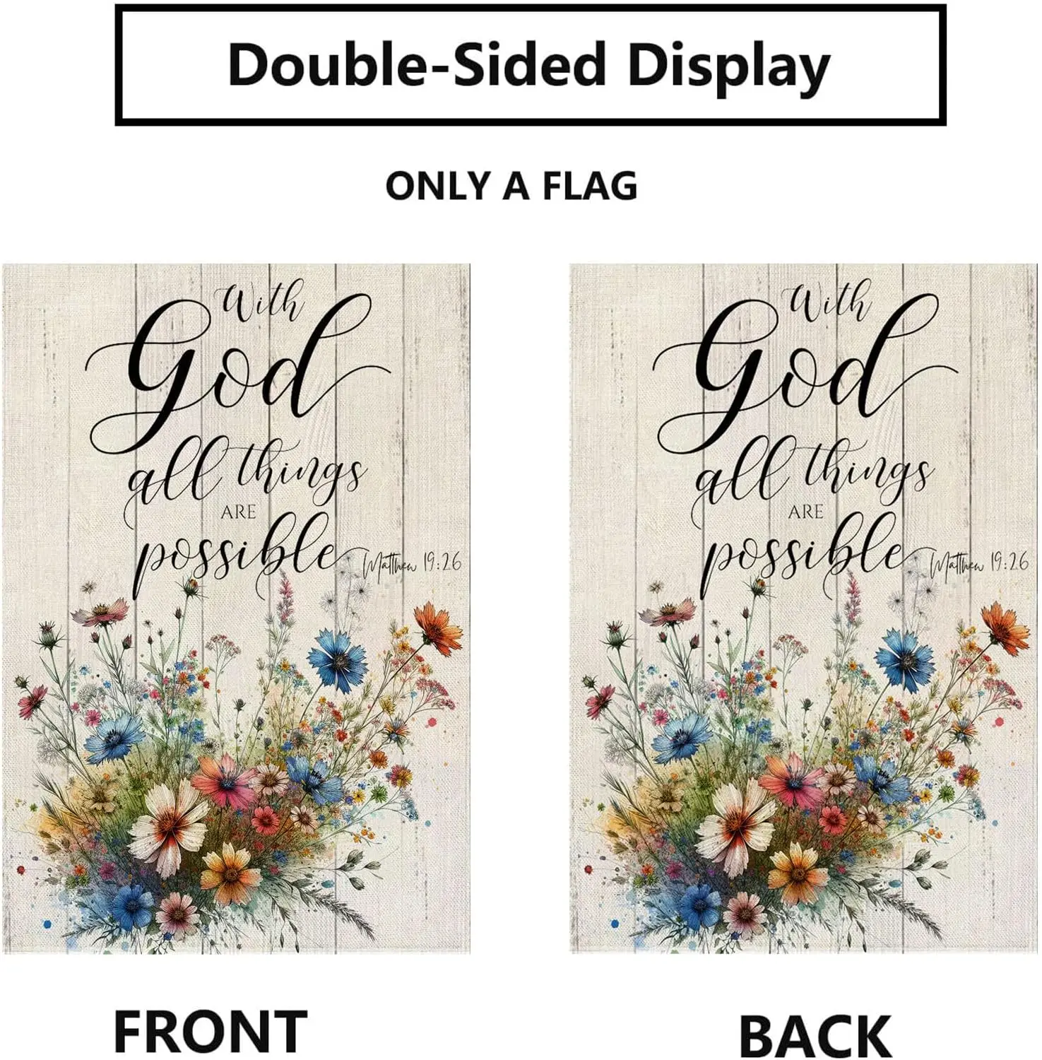 Spring Garden Flag 12x18 Inch Double Sided Seasonal Floral With God All Things Are Possible Yard Outdoor Decor