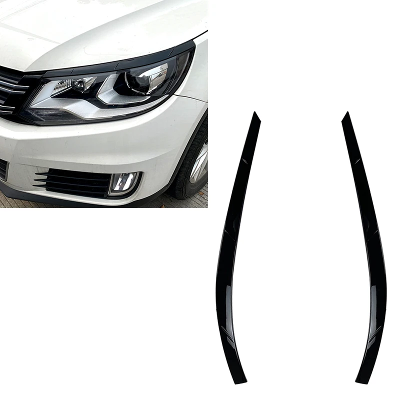 for Tiguan MK1 2011-2016 Black Car Sticker Front Headlights Eyebrow Eyelid Trim Cover Accessories