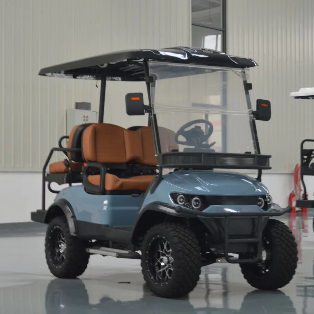 Long Range 4 Seater Electric Sightseeing Golf Cart 48V Lithium Battery AC Motor Utility Vehicle for Resort Shuttle