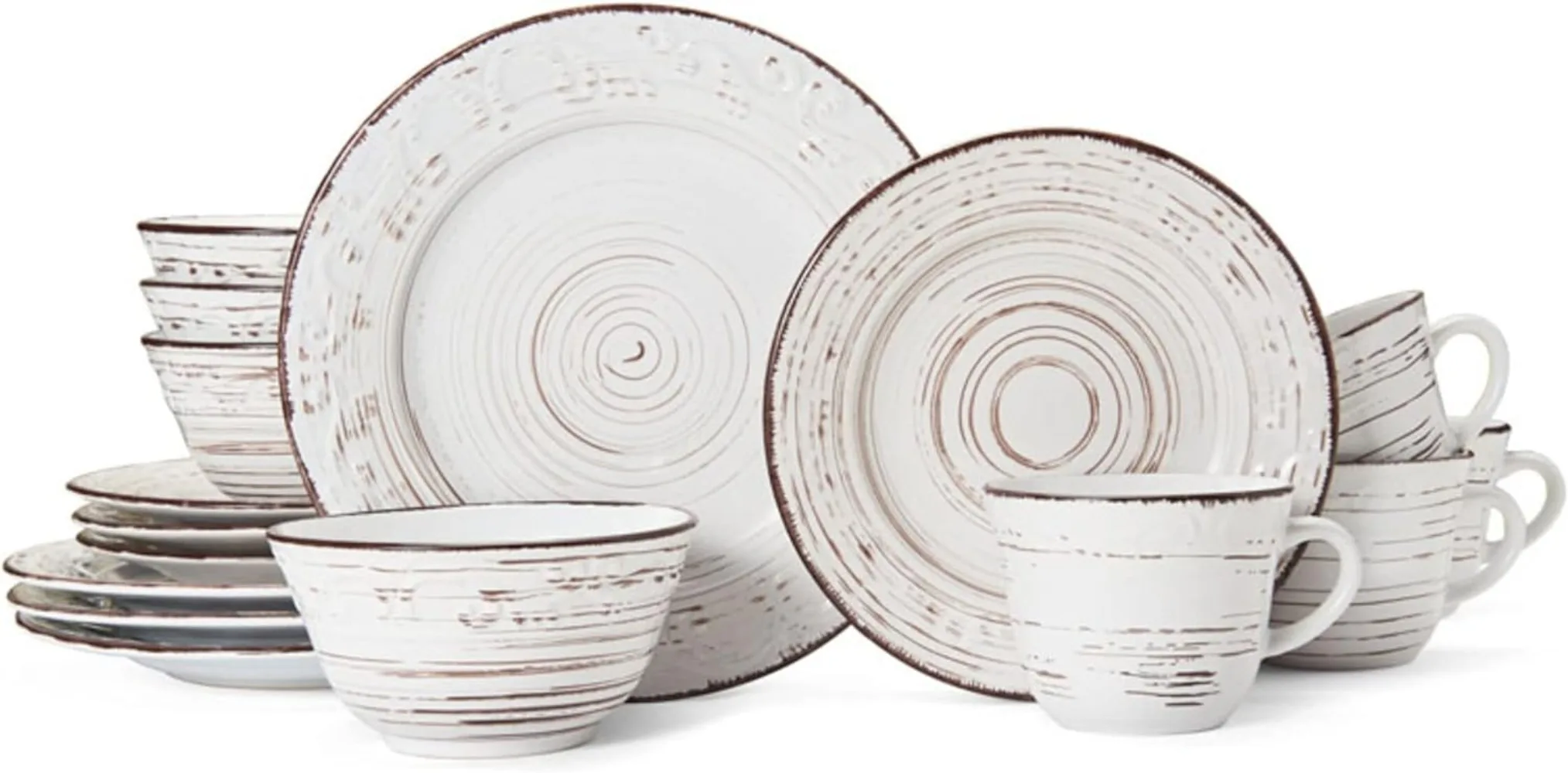 

Pfaltzgraff Trellis White 16-Piece Dinnerware Set, Service for 4, Distressed White