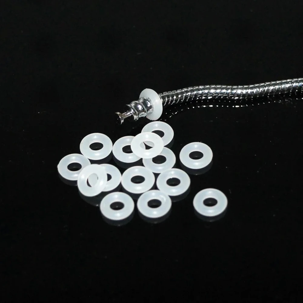 Dropshipping 10pcs White Rubber Ring Fit Clip Charms & Safety Chain Stopper Bead For Charm Bracelets Bangles