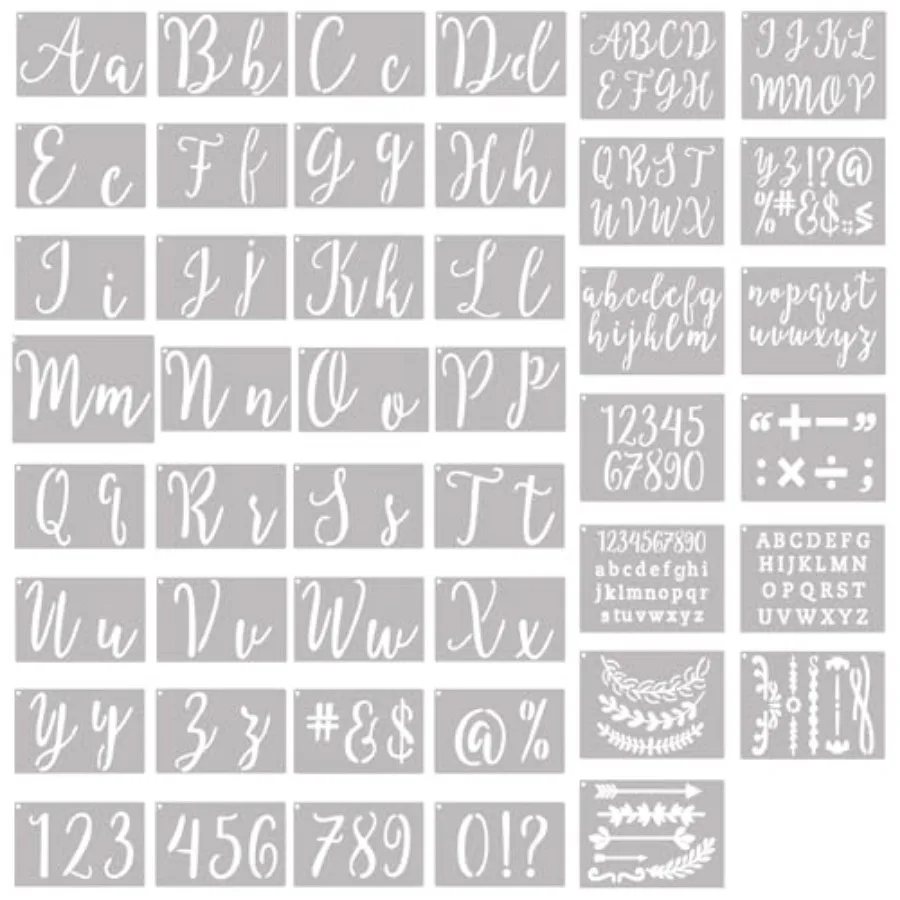 

Letter Stencils for Painting, Reusable 4 Inch and 2 Inch Calligraphy Letter and Number Stencils, Multi-Purpose Calligraphy Sten