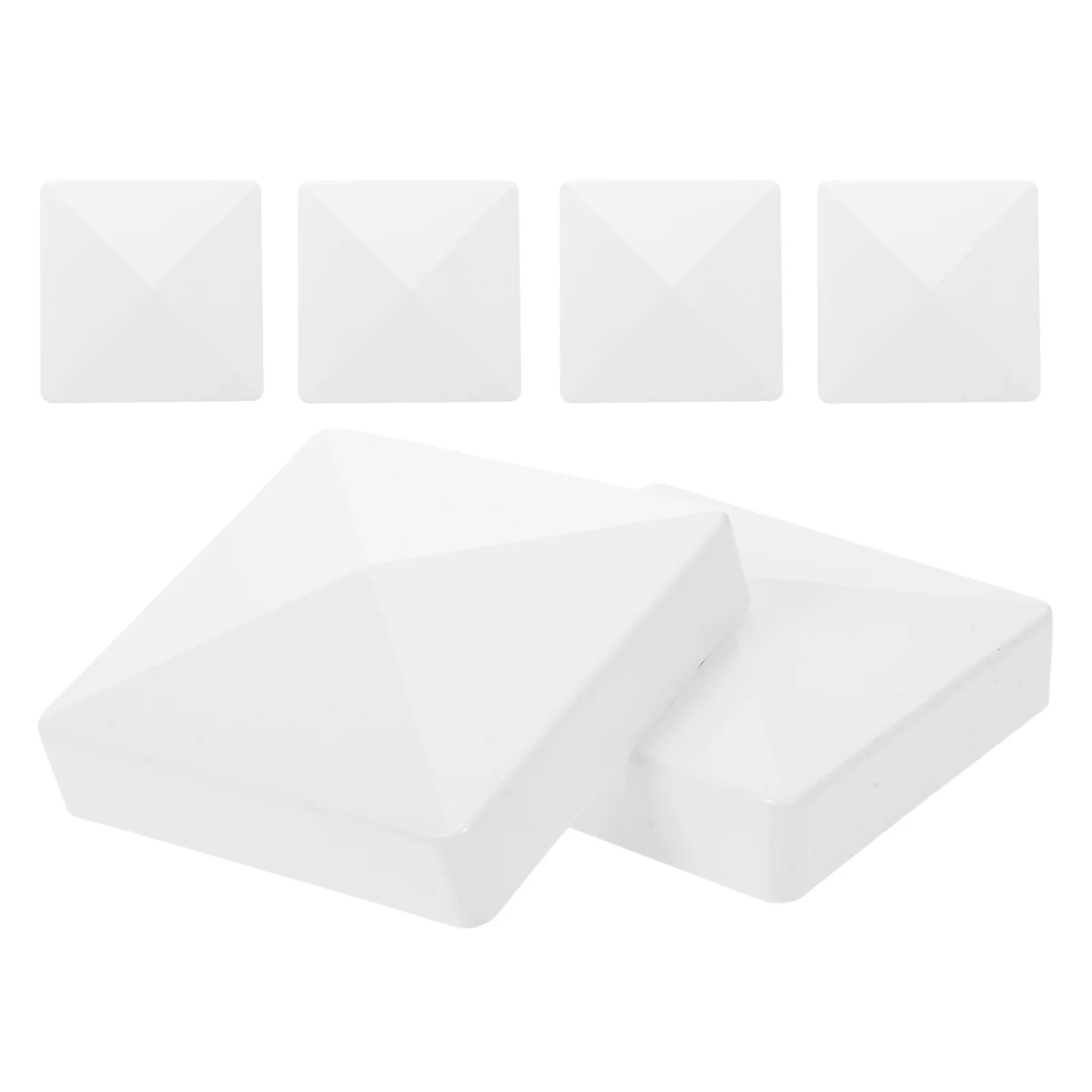 

6Pcs Outdoor PVC White Fence Post Caps Vinyl Pyramid Top Covers 3.5x3.5 Inch Decorative Deck Mailbox Patio Post Finials