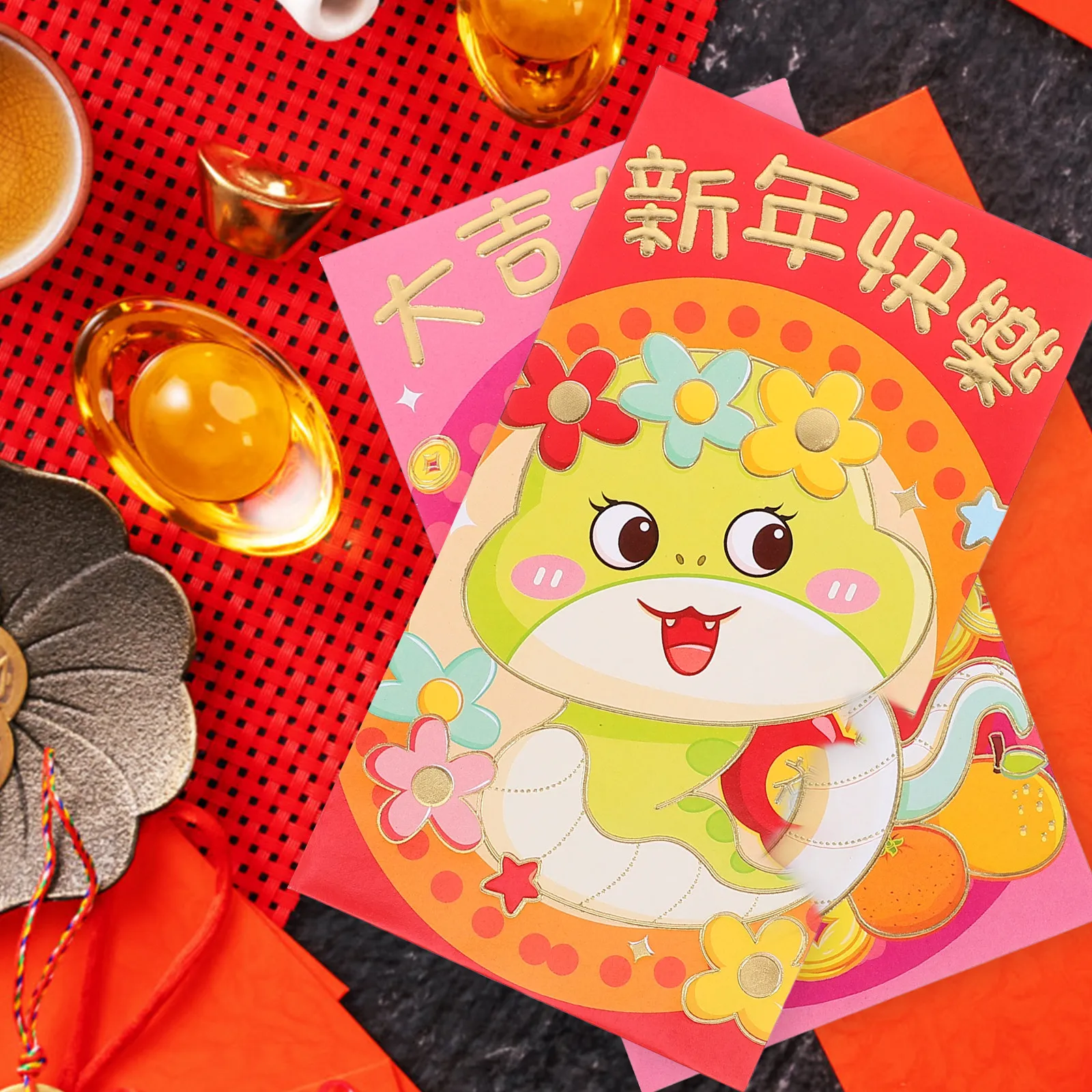 

30Pcs Spring Festival Red Envelopes 2025 Snake Year Envelope Traditional Red Money Packets New Year Blessing Gift Packets