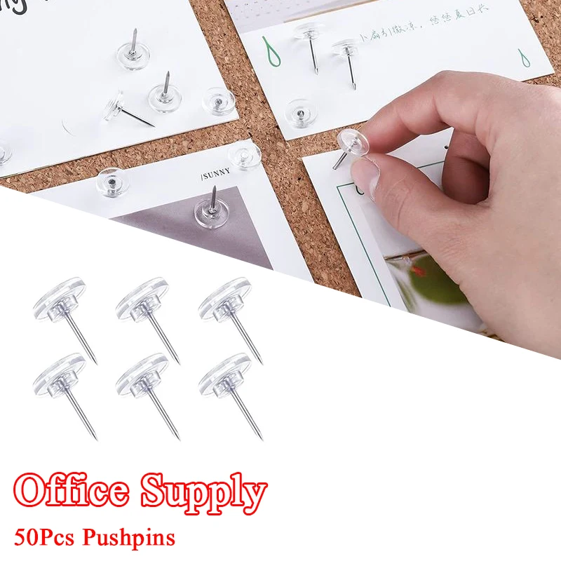 

50 шт. прозрачных кнопок-гвоздиков для карт, многофункциональные плоские круглые декоративные кнопки-гвоздики
