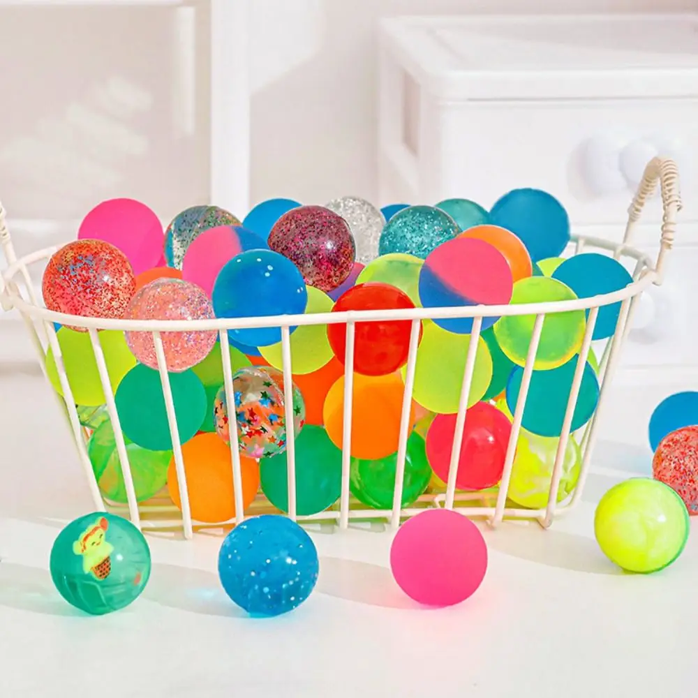 Mini Gradient Color Colorful Bouncy Ball Creative Bouncing Shiny Rubber Ball Elastic Transparent Sequin Jumping Ball Gift