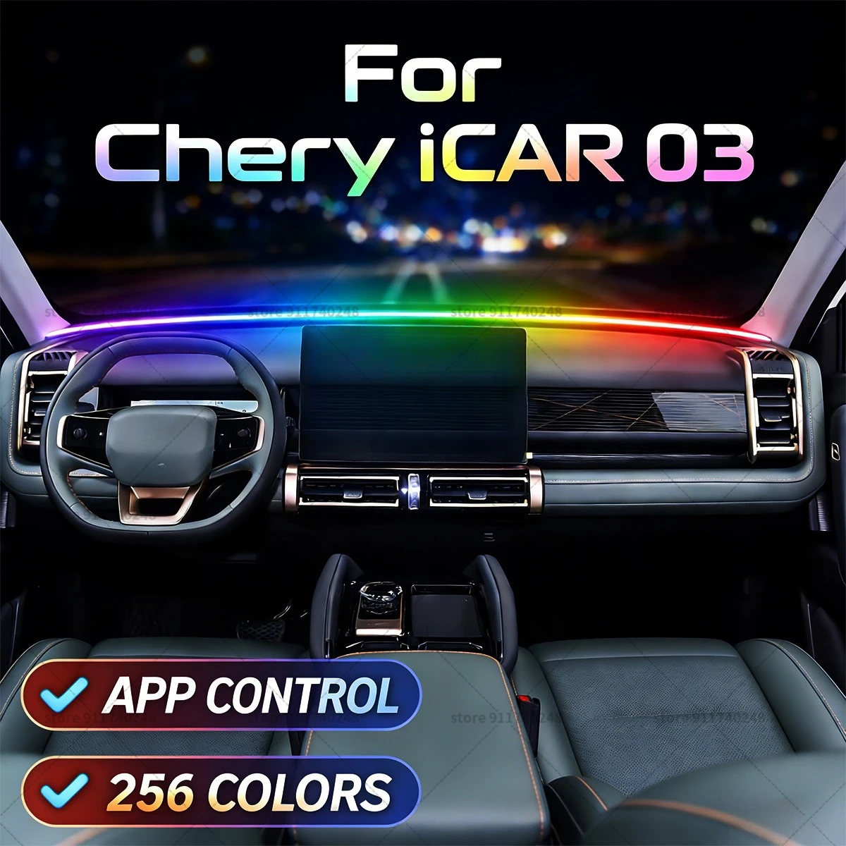 

Для Chery iCAR 03, автомобильная декоративная световая полоса, красочная акриловая звукоизоляционная полоса для переднего лобового стекла, свет окружающей среды