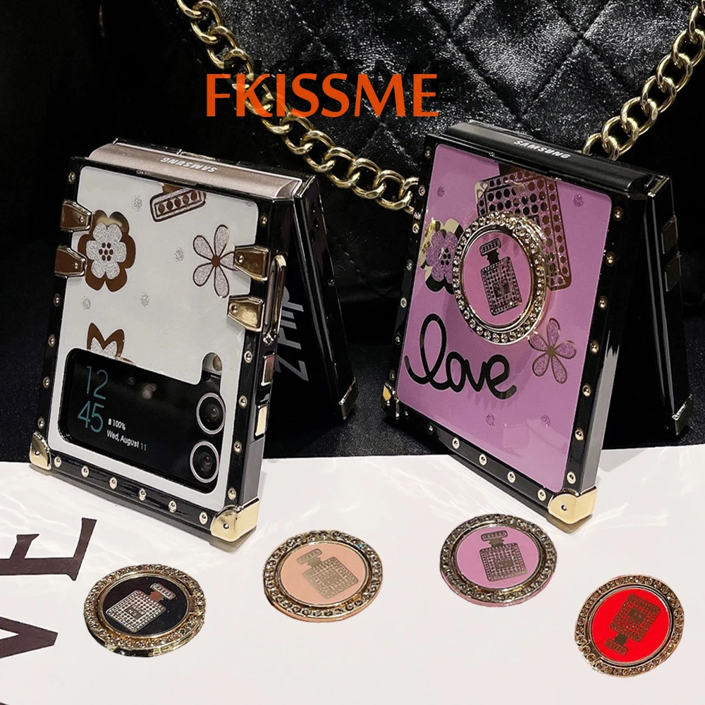 Luxury Glitter Perfume Bottle Cover For Samsung Galaxy Z Flip 6 Z Flip 5 Flower Case For Samsung Galaxy Z Flip 4 Z Flip 3 image 2