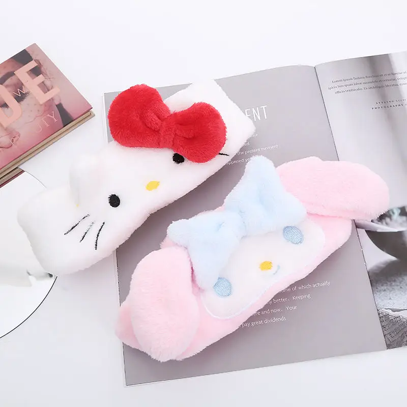 

Kawaii Hello Kitty Cinnamoroll Sanrio Anime Headband My Melody Cartoon Cute Girly Heart Makeup Plush Headdress Girls Gifts