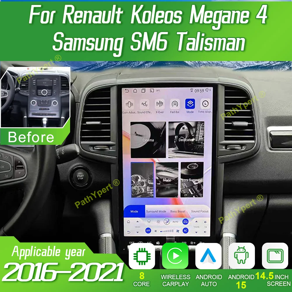 

QCOM 6125 Android15 For Renault Koleos Megane 4 Samsung SM6 Talisman 2016-2021 14.5”Qled Screen Multimedia player Radio CarPlay