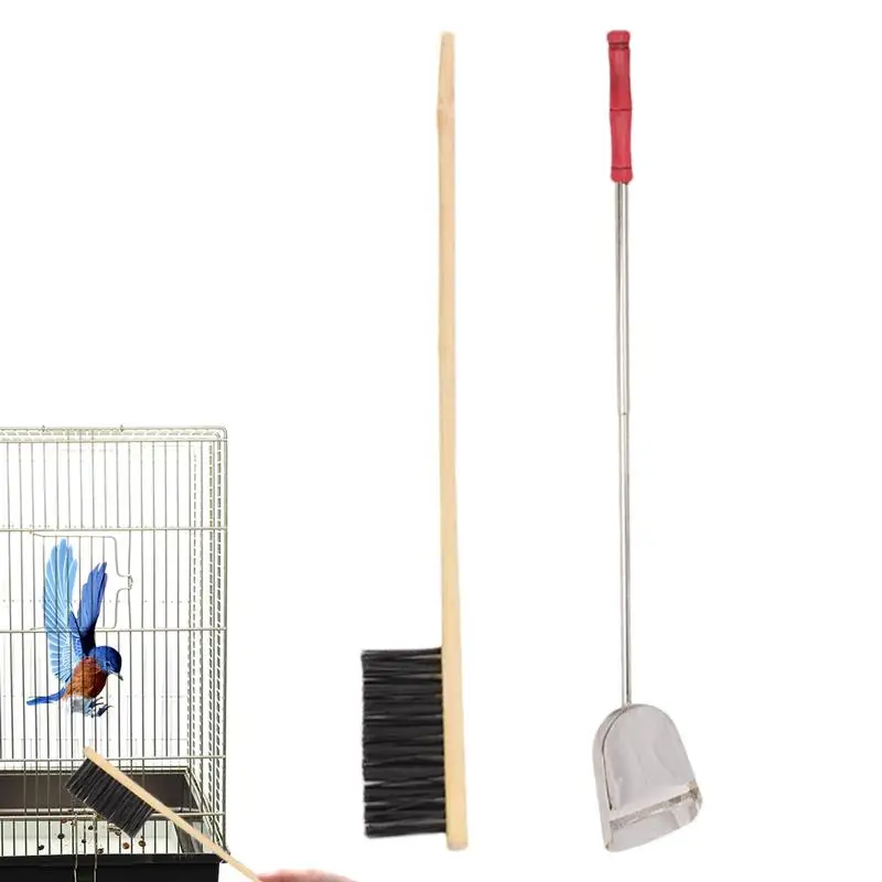 Bird Poop Brush Parrot Pet Cage Brush Easy To Apply Sturdy Adjustable Handle Brush To Clean Bird Cage For Parrot Birds