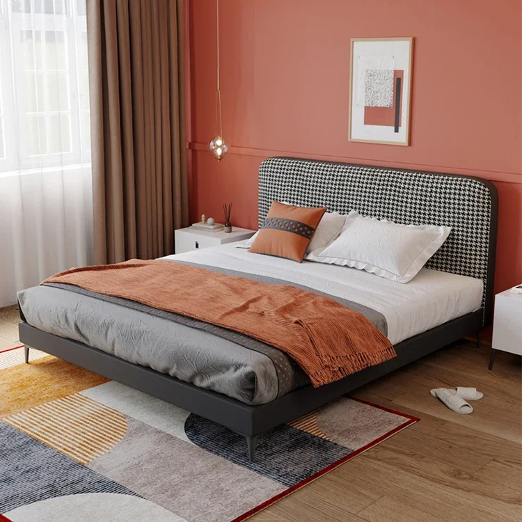 

-Современный классический дизайн, тысяча птиц, сетка, антикварное изголовье, каркас кровати с обивкой из искусственной кожи