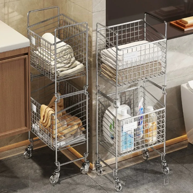 Metal Washing Laundry Hamper Wheels Trolley Clothes Large Laundry Baskets Shelves Washing Canasto Ropa Sucia Home Accessories