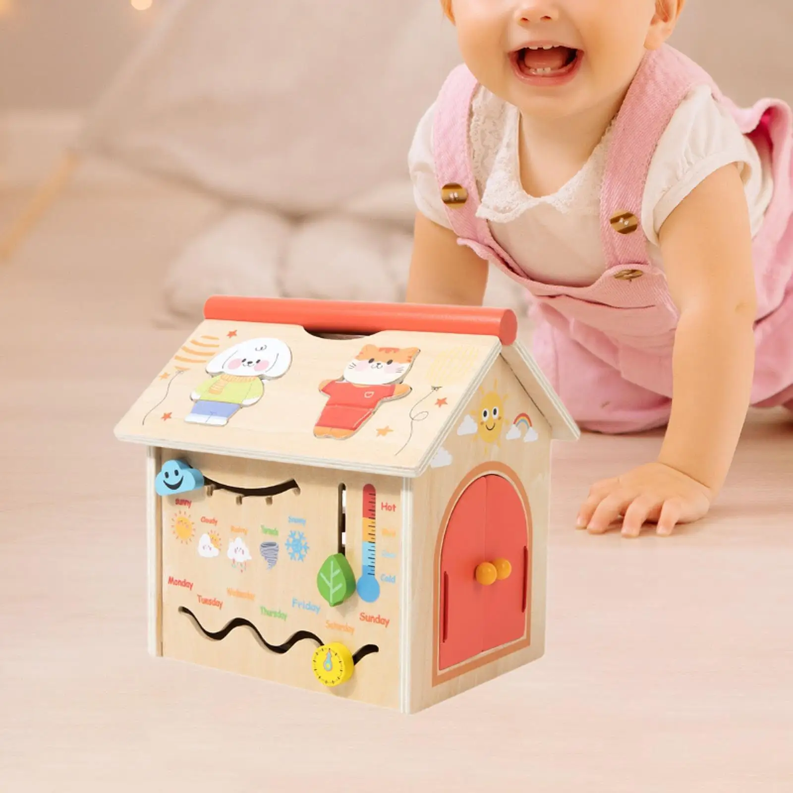 

Wooden House Montessori Toy Early Education Toy Holiday Gift Kids Girls Boys