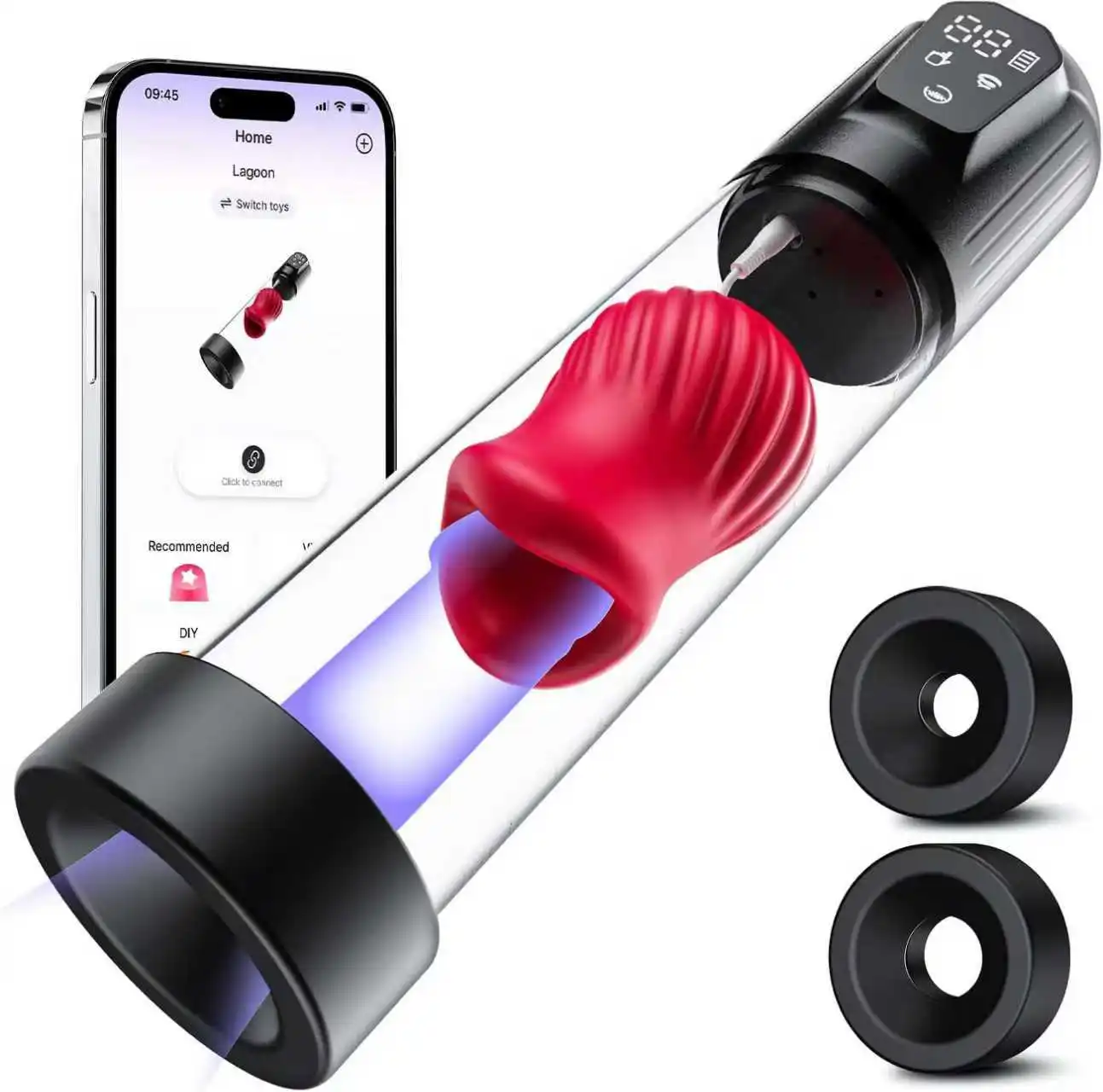 Enlarger Pump Penis Enlargement Extend Vacuum Pussy Pumps Male Masturbator Air Pressure Device Adult Sex Toys Games for Men LED