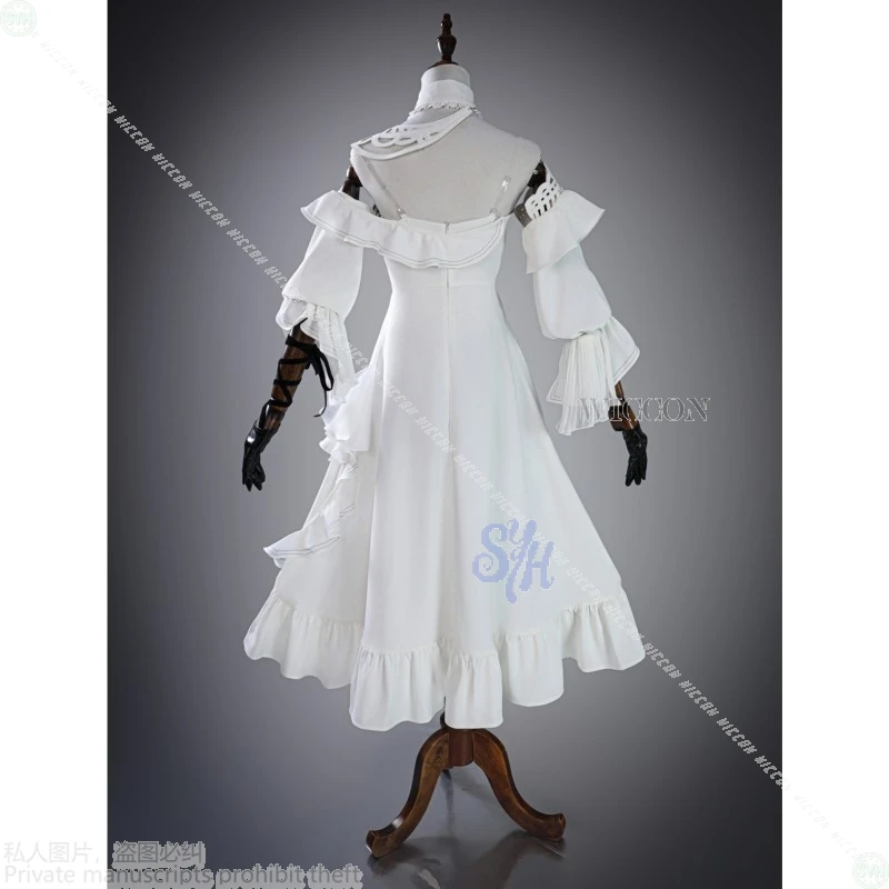 Phrolova 플로로 Wuthering Waves Cosplay Anime Costume Wuthering Waves White Elegant off-the-shoulder Long Dress Jirai Kei Halloween