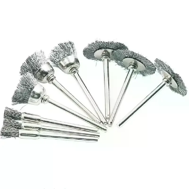 9Pcs/set Mini Steel Wire Brush Drill Rotary Tool Cleaning Brush Wheel Metal Rust Removal Polishing Disc