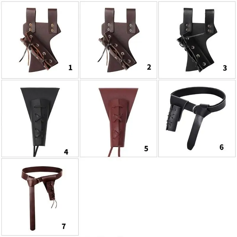 

39BD Renaissances Vikinges Costume Accessory Medieval Pirate Leather Belt Swords Frogs Halloween Renaissances Cosplay Costume