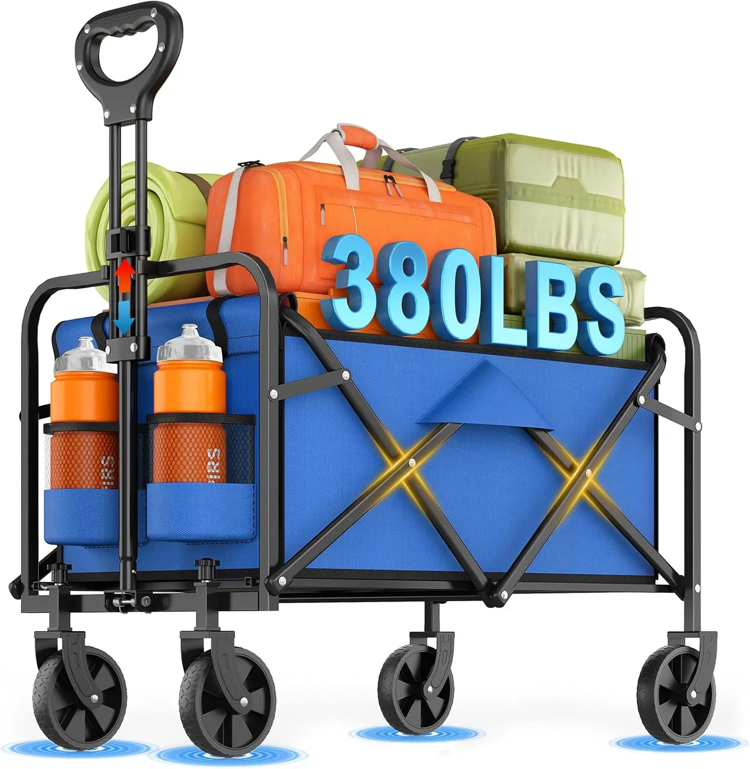 

Collapsible Wagon Cart Foldable Beach Wagon with All Terrain Wheels 380 LBS Heavy Duty Grocery Cart for Shopping Beach Camping S