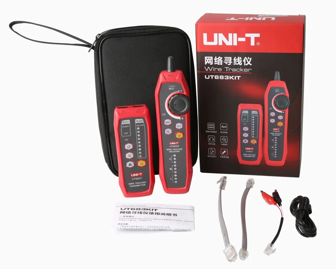 UNI-T UT683kit Tester lokalizatora przewodów Wyszukiwarka linii sieciowej RJ45 RJ11 Detektor lokalizatora kabli Zestaw lokalizatora przewodów