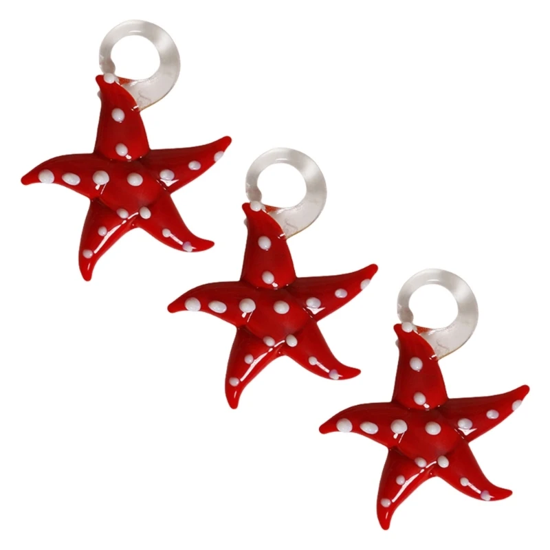 Set of 3 Dotted Sea Star Charm Necklace Bracelet Accessories Comfortable Resin Shaped Pendant for Party Wear