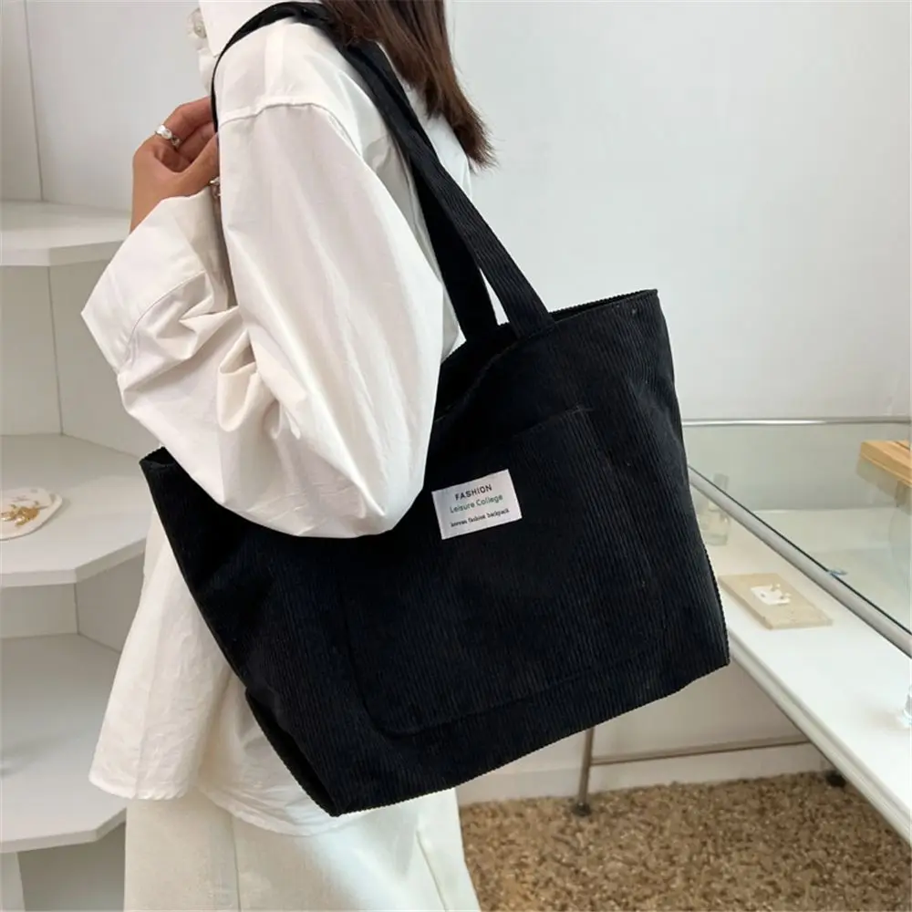 Corduroy Bag Handbags for Women Shoulder Bags Female Soft Environmental Storage Reusable Girls Small and Large Shopper Totes Bag