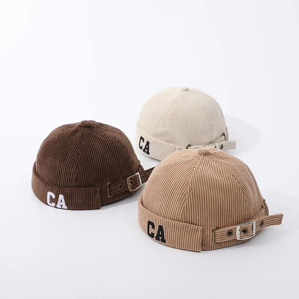 Japanese Style Baby Corduroy Docker Cap Wear All Seasons Brimless Brimless Hip Hop Hats Size Adjustable Landlord Hat