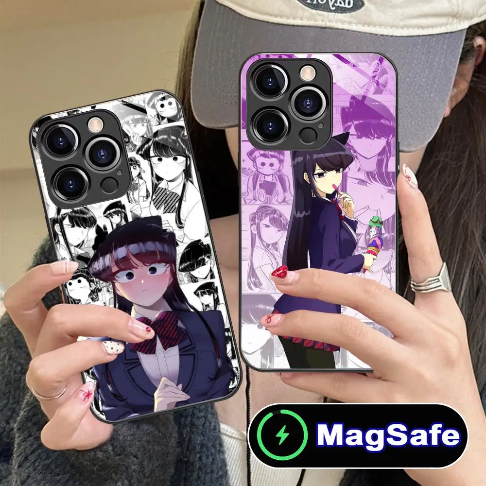 

Komi Shoko Mobile Cell Phone Case for iPhone 16 15 14 13 12 11 Pro Max Plus Mini MagSafe Glass Colour Protective Cover Pretty