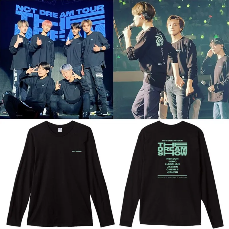 KPOP NCT Dream The DREAM SHOW World Tour Oversized T Shirt Women Men 100% Cotton Crewneck Long Sleeve Loose Pullover Tops