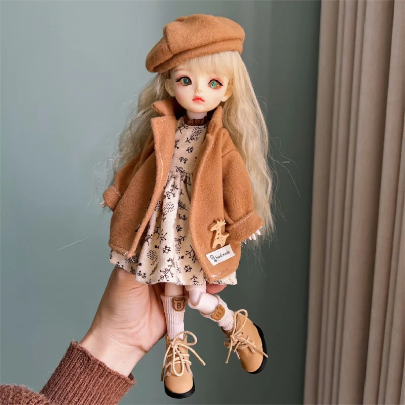 30cm BJD Doll Clothes 1/6 Scale Winter Coat Dress Hat Set Fashion Outfit for Girl Toy Gift Accessories (No Doll Shoes)