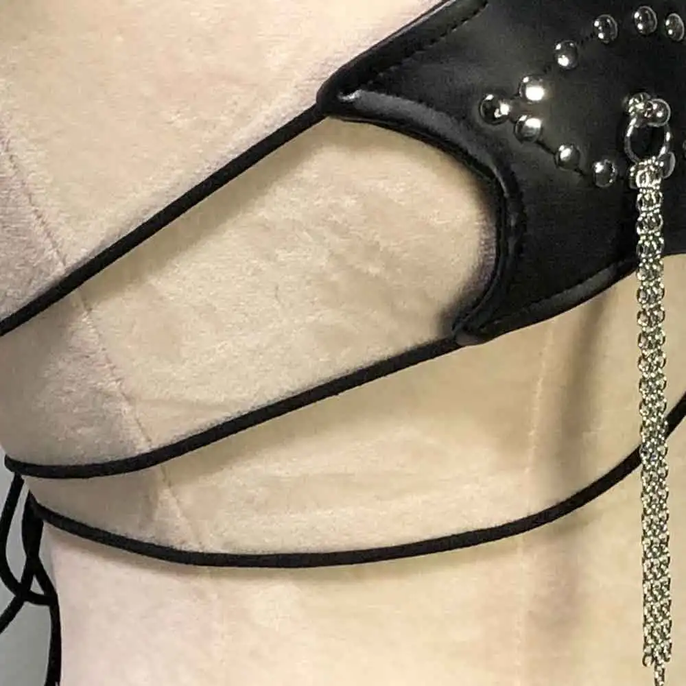 Goth Tops Vkei Festival Bra Punk Rock Clothes Emo Clothing Gothic Tank with Spikes Y2K T-shirt Spiked Grunge Rave Outfits ALT