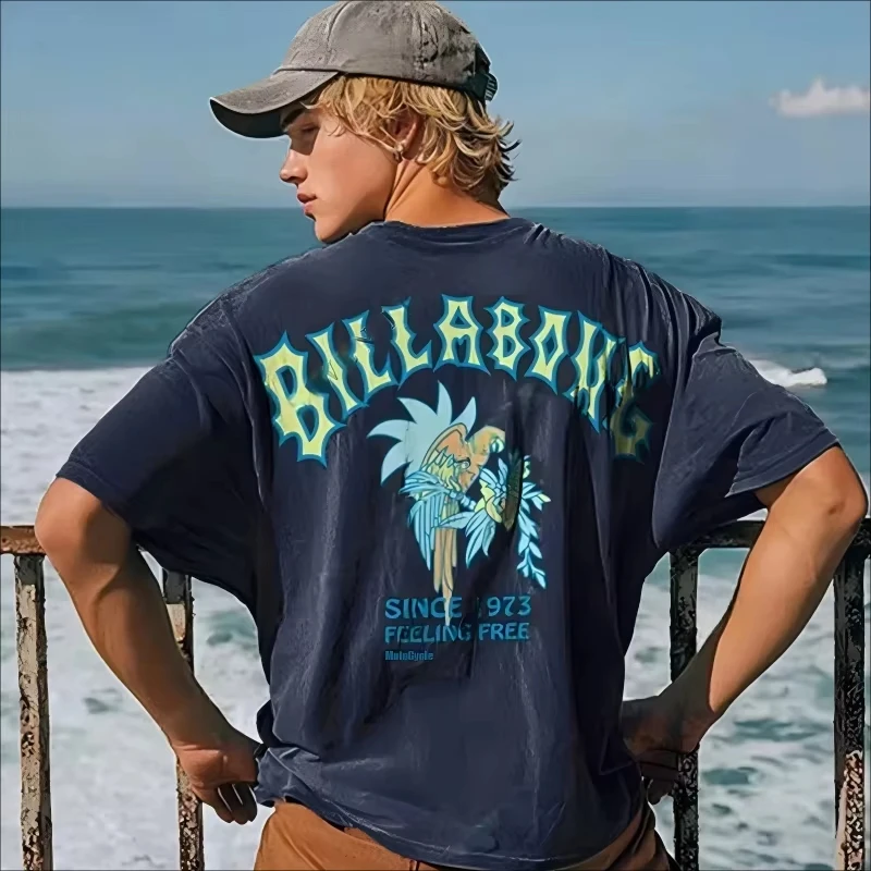 

2025 Summer New 90's Retro Surf Pattern Printed Surf T-shirt Fashion Men's and Women's New Clothing Shirt Comfortable