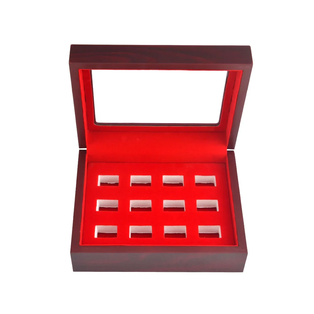 

12-hole jewelry box Championship Ring Star Player Nameplate Display Box Ring jewelry box Packing wooden box