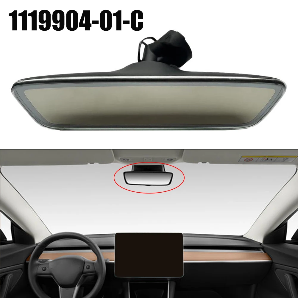 

For Tesla Model 3 2017-2021 ABS Glass Material Interior Rear View Mirror Car Interior Black Color Compact Size