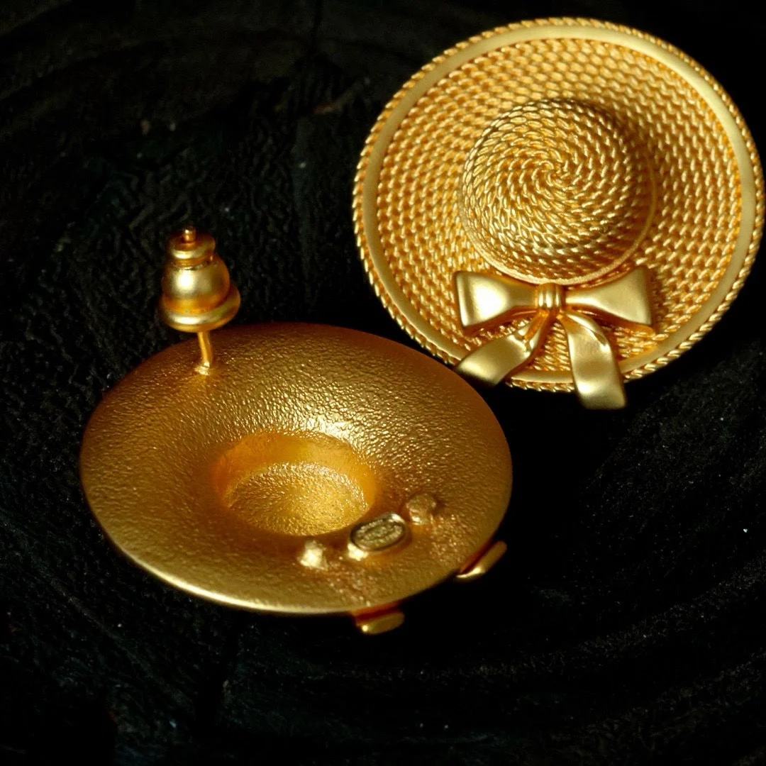 

New straw hat series earrings brooch
