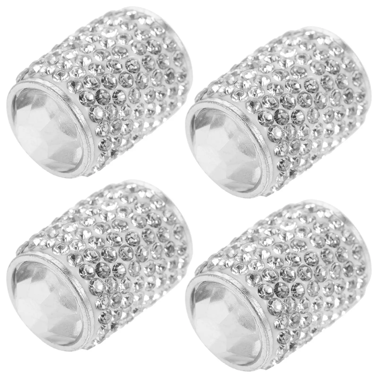 

4Pcs Bling Valve Caps Sealing Ring Aluminum Alloy Rhinestone Tire Stem Covers for Women Car Accessories