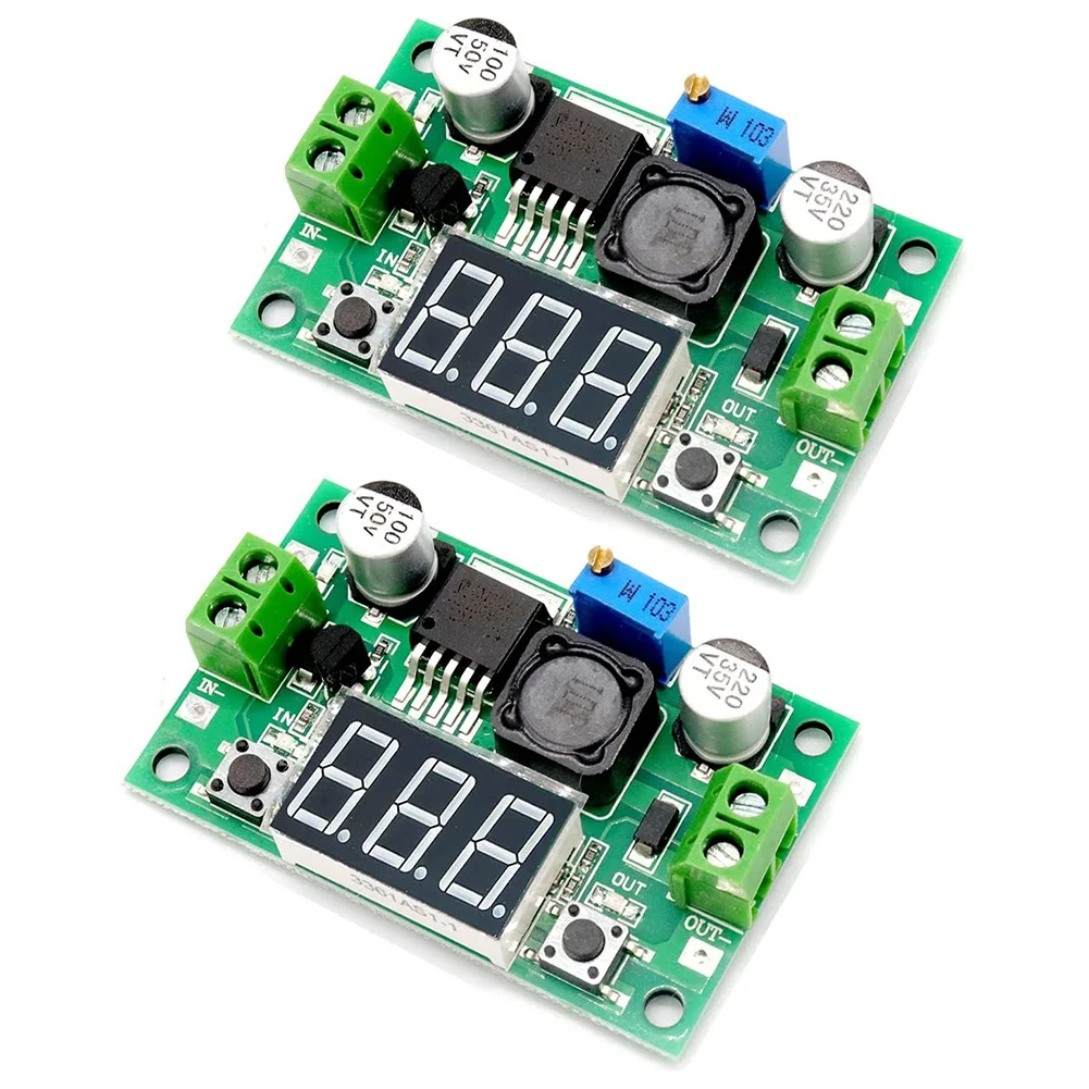 LM-2596 DC-DC Step Down Buck, modul konversi daya 4.0-40V Input ke 1.25-37V Output dengan tampilan Voltmeter LED