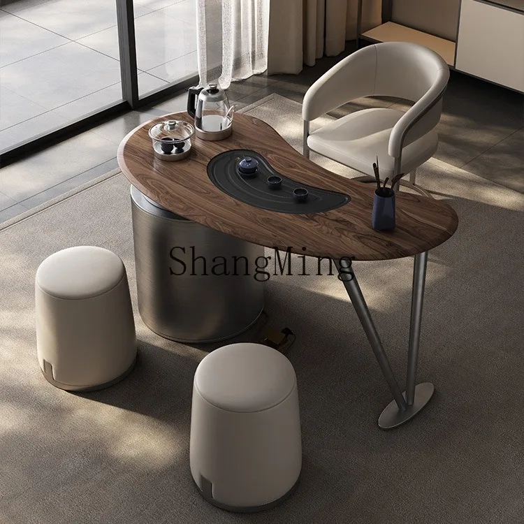 

SM household small tea table kettle integrated solid wood small balcony tea table and chair combination