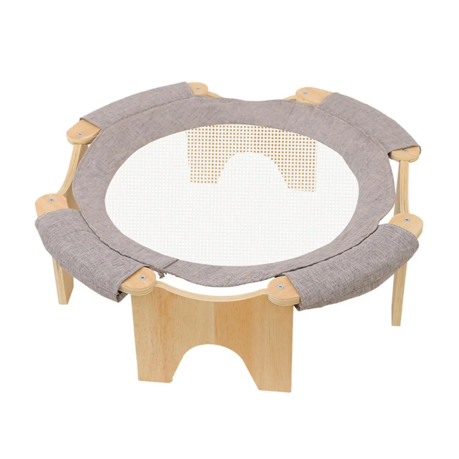 Wooden Cat Suspended Bed Octagonal Raised Design Breathable Mesh Center Cozy Rim Refreshing Cat Bed for Indoor Pet Furniture