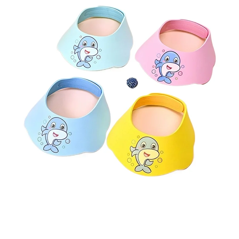 Cute Dolphin Shampoo Cap Ear Protector Adjustable Baby Shampoo Yu Cap Viscose Children's Shampoo Cap