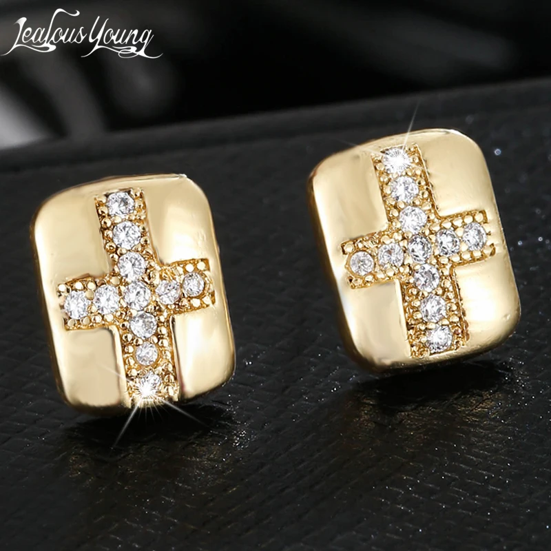 Zircon Metal Cross Earrings Male Niche Retro Personality Versatile Earings Hollow Design Vintage Men HiphopRock Gift Hombres