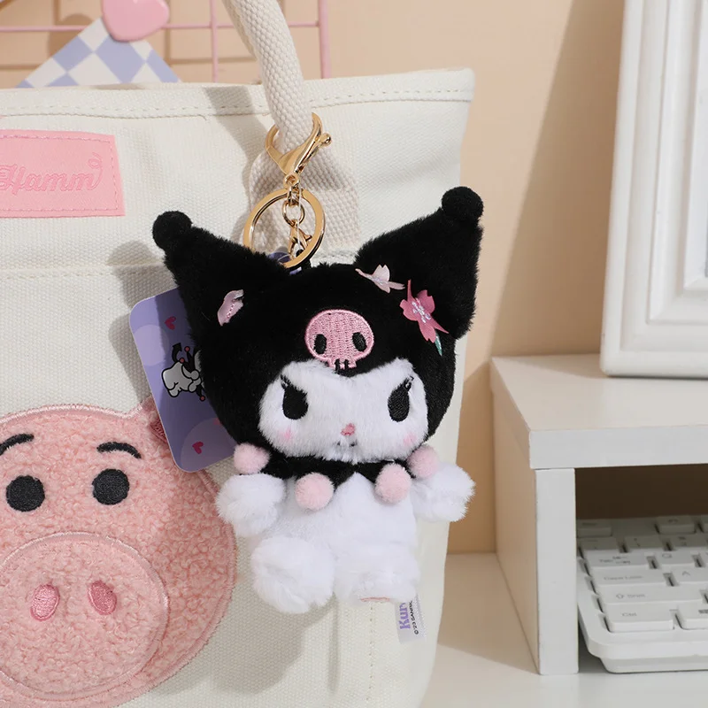 

Sanrio Spring Sakura Series Kuromi Pendant Plush Doll Melody Schoolbag Pendant Cute Cartoon Bag Pendant